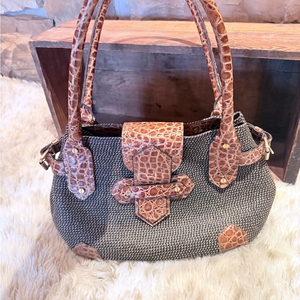 Eric Javits Tan and Black Shoulder Bag